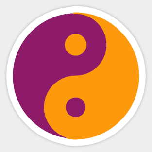 Yin Yang in purple and orange Sticker